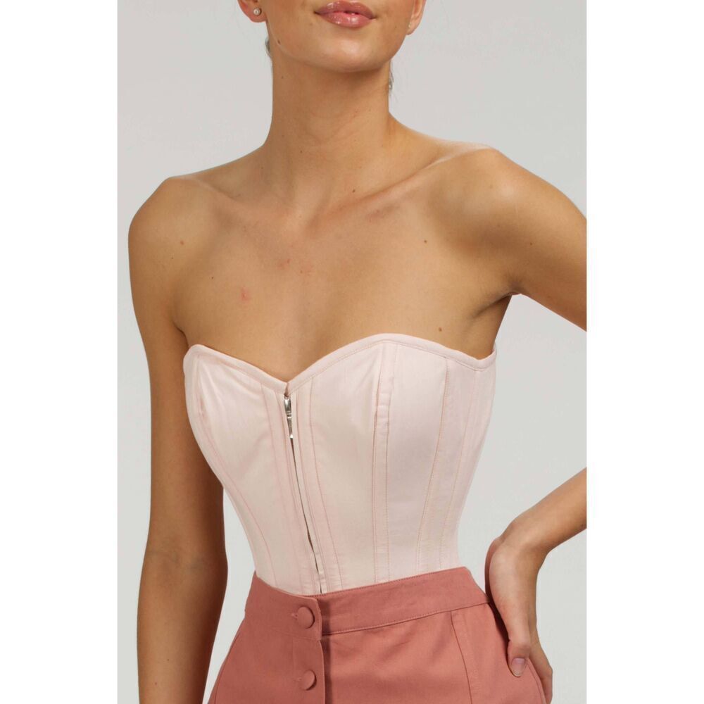 Corset Story Dahlia Prairie Pink Cotton Overbust Corset Zip Front - Picture 3 of 9